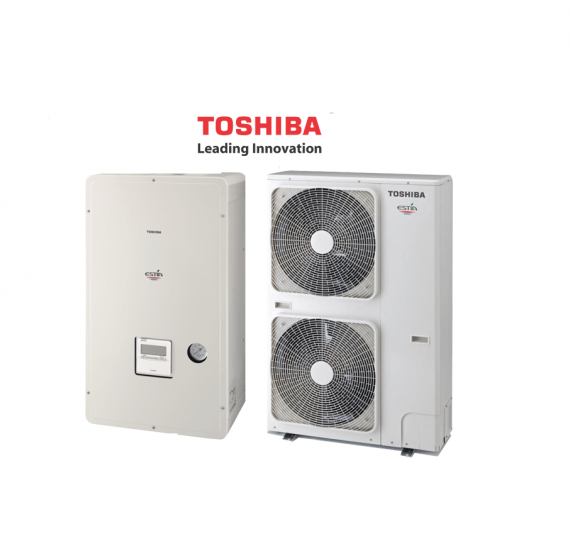 Toshiba Estia HWS-1605H8-E + HWS-1405XWHM3-E levegő - víz hőszivattyú 3 fázisú